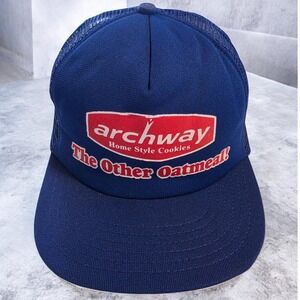 Vintage Archway Cookies The Other Oatmeal Trucker Hat Blue Snapback Mesh Cap